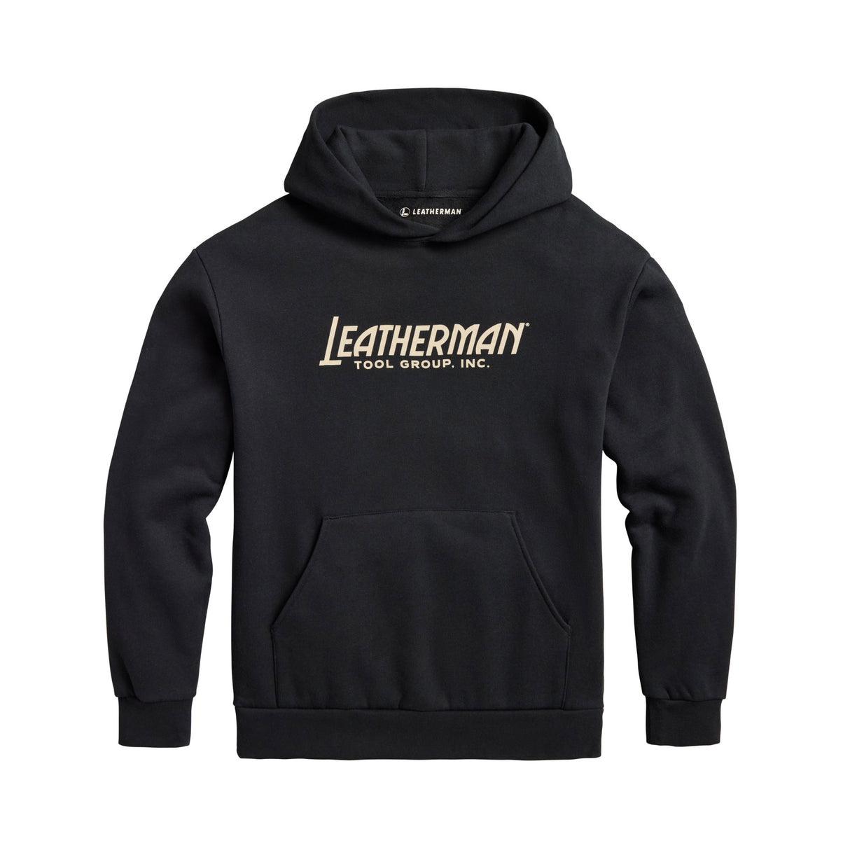 Translation missing: en.Black Leatherman Blade & Grain hoodie with "Leatherman Tool Group, INC." on the front