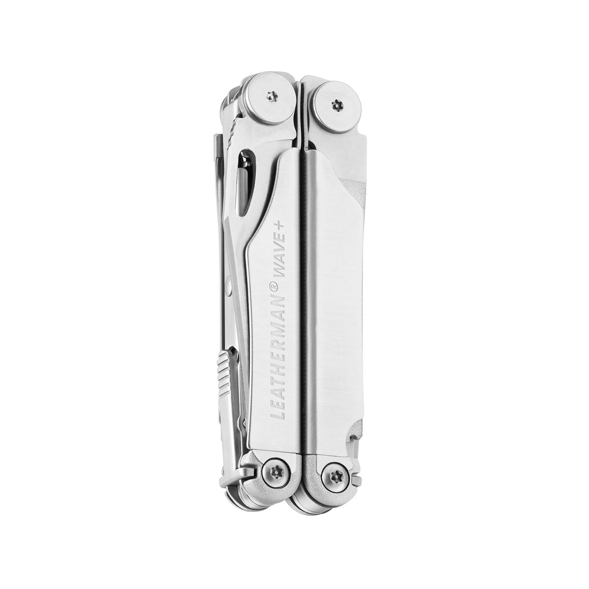 Translation missing: en.Stainless steel Leatherman Wave® Plus multi-tool closed, showcasing its compact design