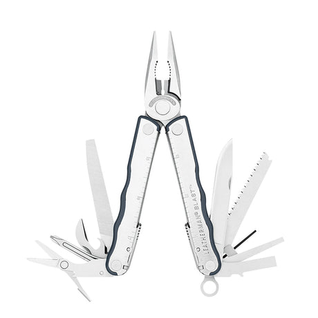 Translation missing: en.Opened stainless steel Leatherman Blast displayed on white background