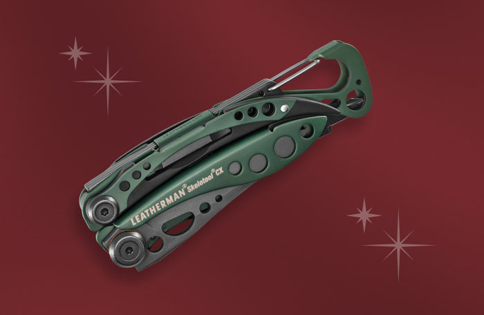 Translation missing: en.A green Leatherman Skeletool CX with a distinctive star pattern, emphasizing its utility and aesthetic appeal
