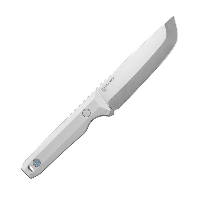 Translation missing: en.Leatherman Pioneer knife with Alpine handle, stainless steel blade shown open on a white background