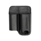 Translation missing: en.Black premium leather multitool sheath with two compartments and LEATHERMAN logo embossed on the front